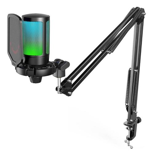 Micrófono Fifine Ampligame A6T RGB (incluye Brazo) - Black