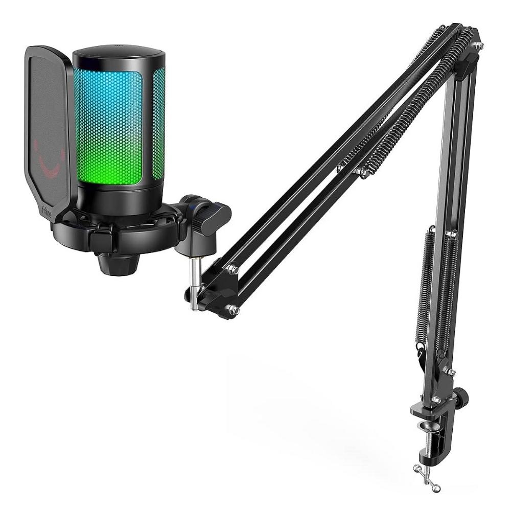 Micrófono Fifine Ampligame A6T RGB (incluye Brazo) - Black