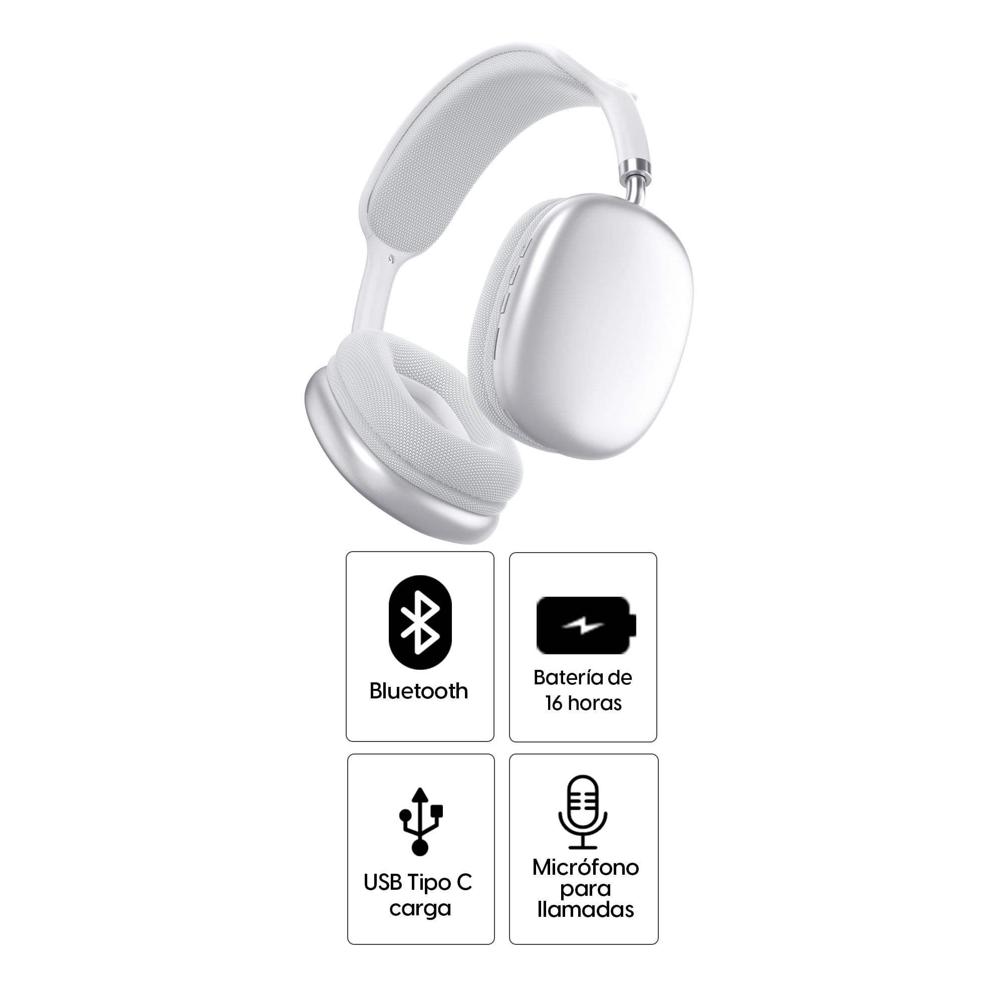 Imagen 2 del producto Audífonos bluetooth on ear Decibel Space micrófono integrado, máx. 16 horas,  TF card, blanco