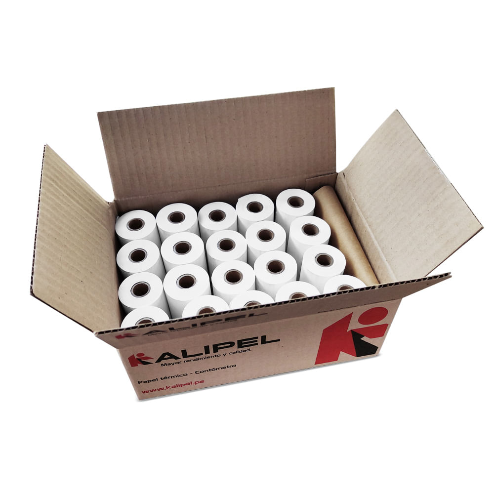 Imagen 1 del producto Papel térmico Kalipel 57 x 40mm, 55gr, contómetro, 20 rollos