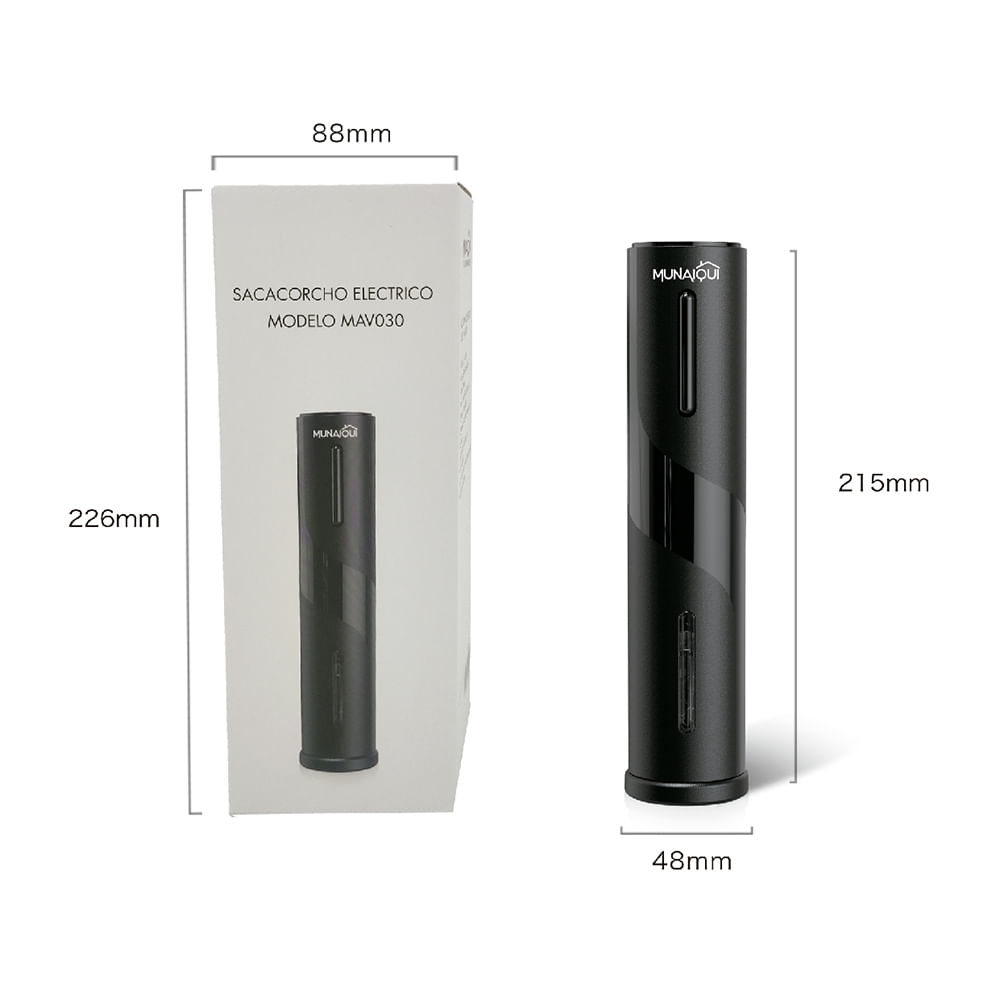 Imagen 2 del producto Sacacorchos de Vino Munaiqui, 25 watts, modelo eléctrico, negro