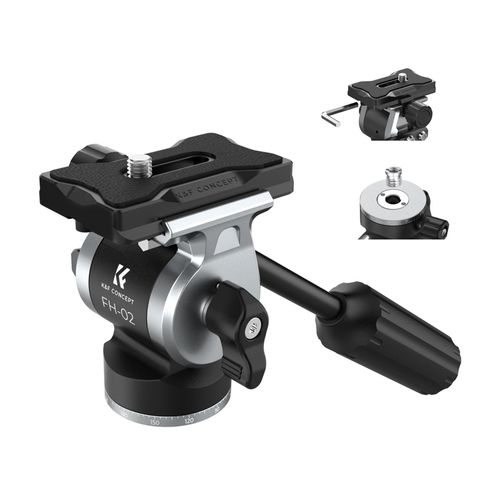 Soporte para cámara Fluid Head K&F Concept KF31.072, hasta 3kg máx, plateado