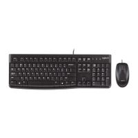 Reacondicionado: Kit alámbrico Logitech MK120 teclado y mouse, membrana, conexión usb, negro