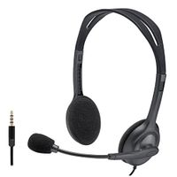 Reacondicionado: Audífonos Logitech H111 con micrófono, conexión 3.5 mm, sonido estéreo, cable 2.35 metros, negro