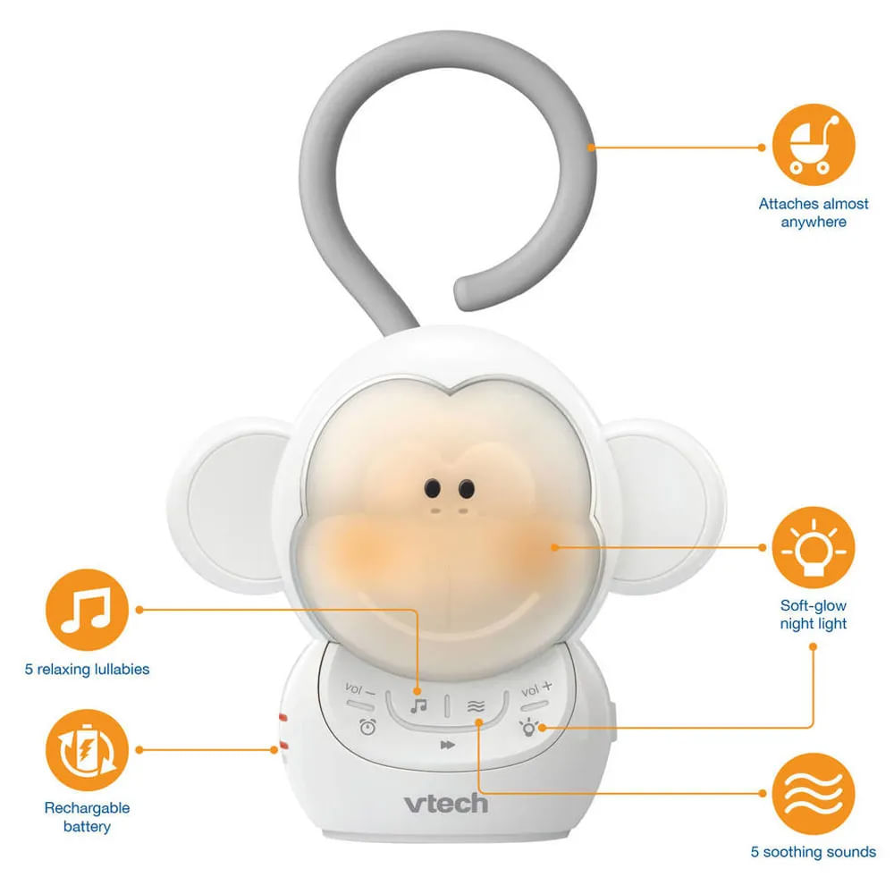 Imagen 2 del producto Reacondicionado: Monitor de sonido y ruido para bebés Vtech BC8211 Myla The Monkey, blanco