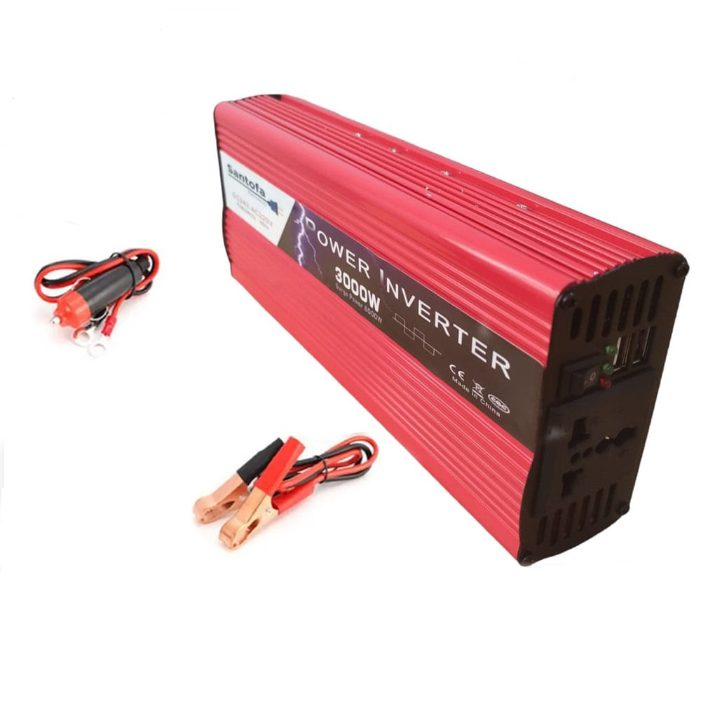 Imagen 1 del producto Inversor de Corriente Para Auto De 24v a 220v 2 USB 3000w SANTOFA