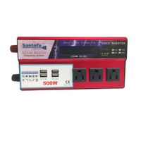 Inversor de corriente Santofa, 12v a 220v, 500w, pantalla LCD, 4 USB, 3 sockets