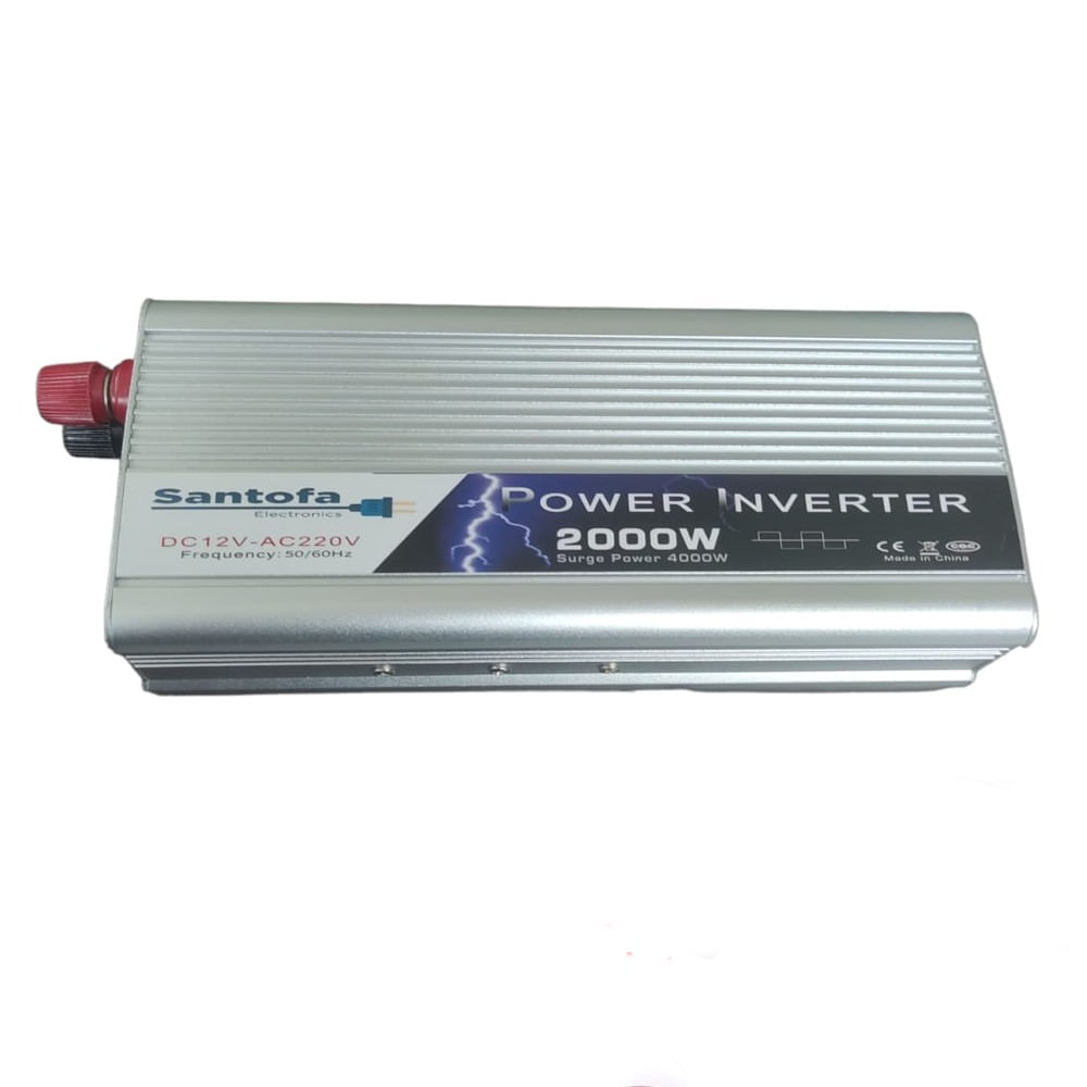 Inversor de Corriente Santofa, 12v a 220v, 2000 watts, luz LED, conexión USB