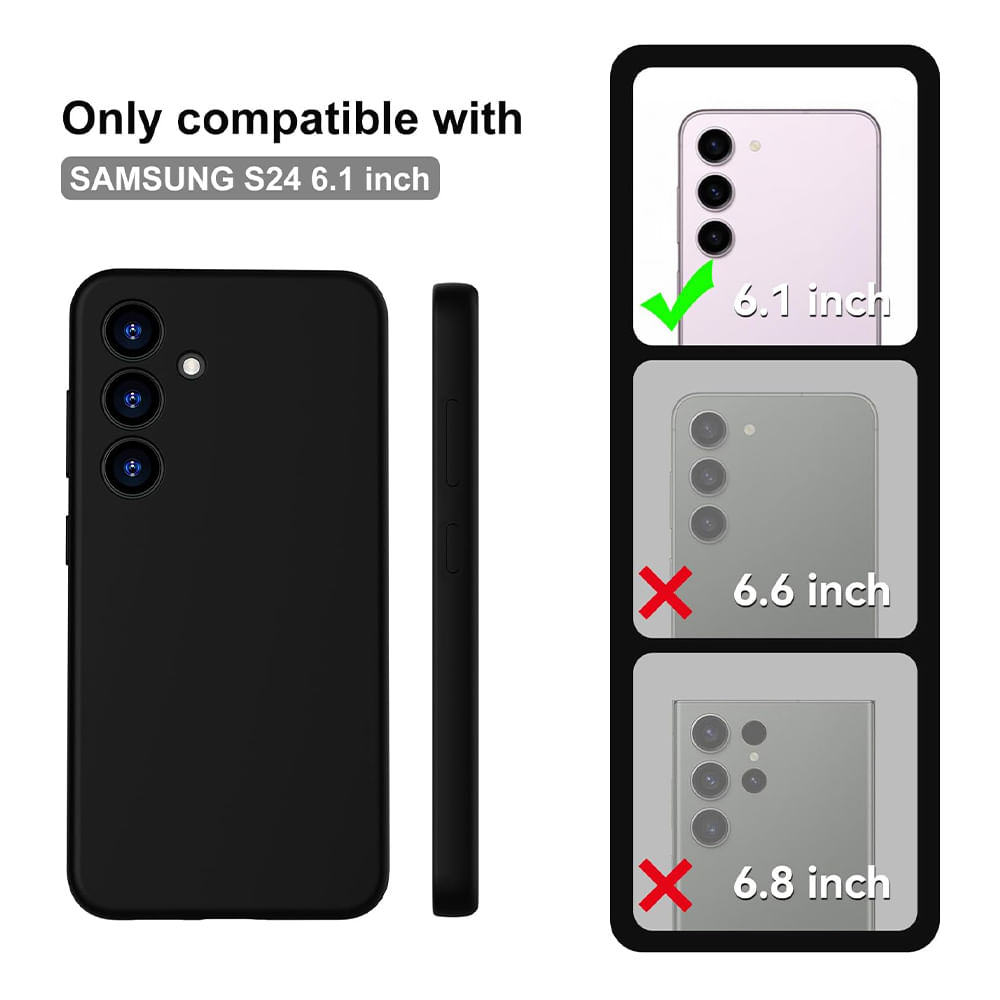 Imagen 2 del producto Case para Samsung Galaxy S24, amortiguador de choques, protección de cámaras, silicona negro