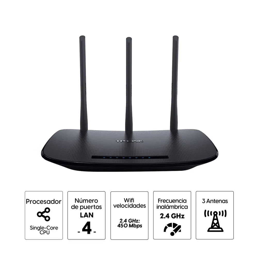 Imagen 2 del producto Reacondicionado: Router TP-Link TL-WR940N, banda 2.4GHz, 450Mbps, 3 antenas 5dBi, 4 puertos LAN