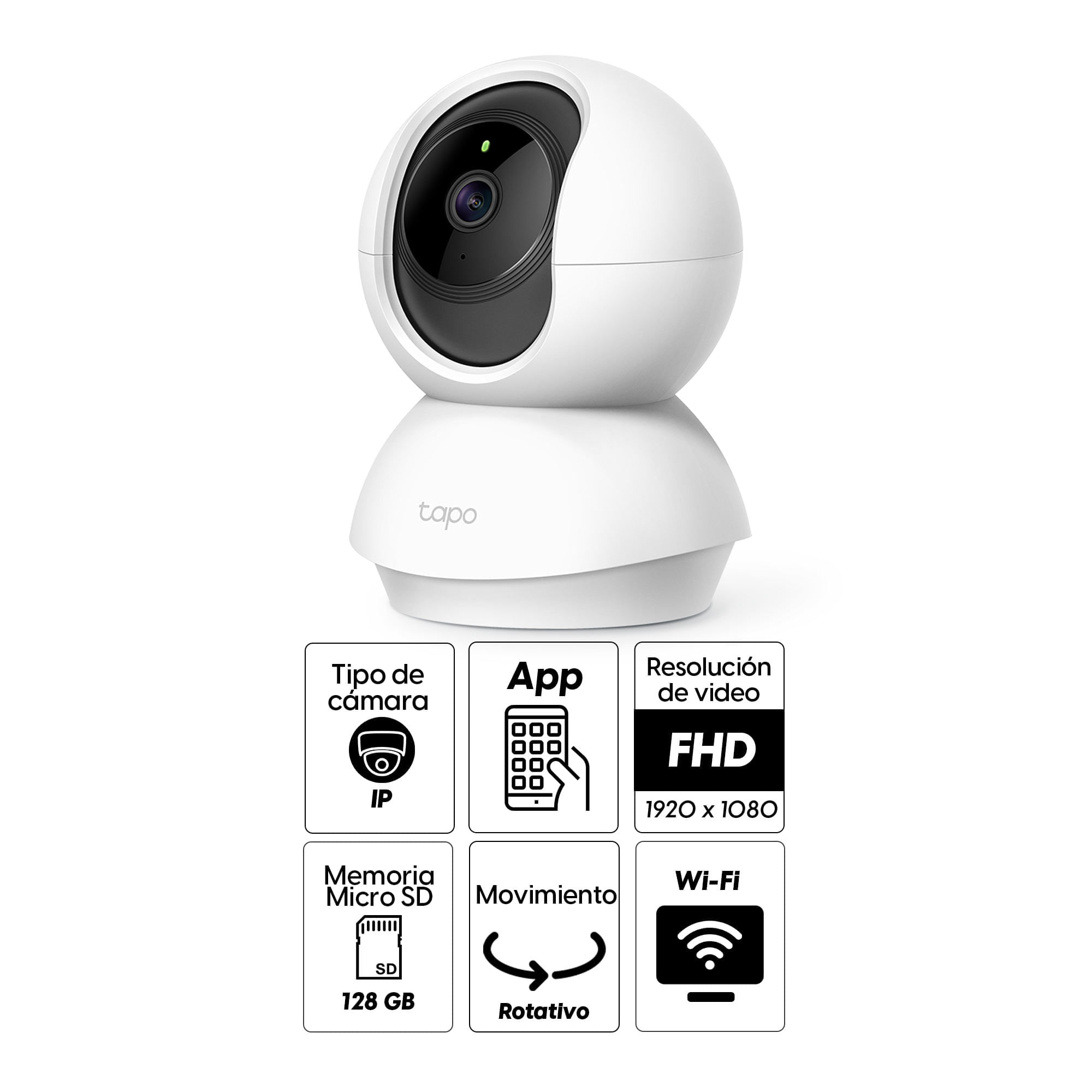 Imagen 2 del producto Reacondicionado: Cámara de seguridad Tapo C200 wifi, interior, 1080P, rotativo, infrarrojo