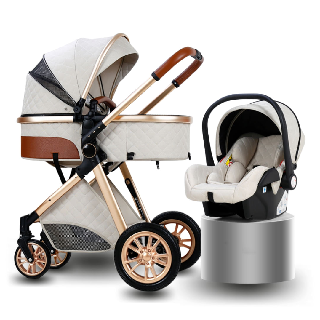 Coche Dolce Baby Siena Travel System, 4 en 1, con silla de auto, antialérgico, beige