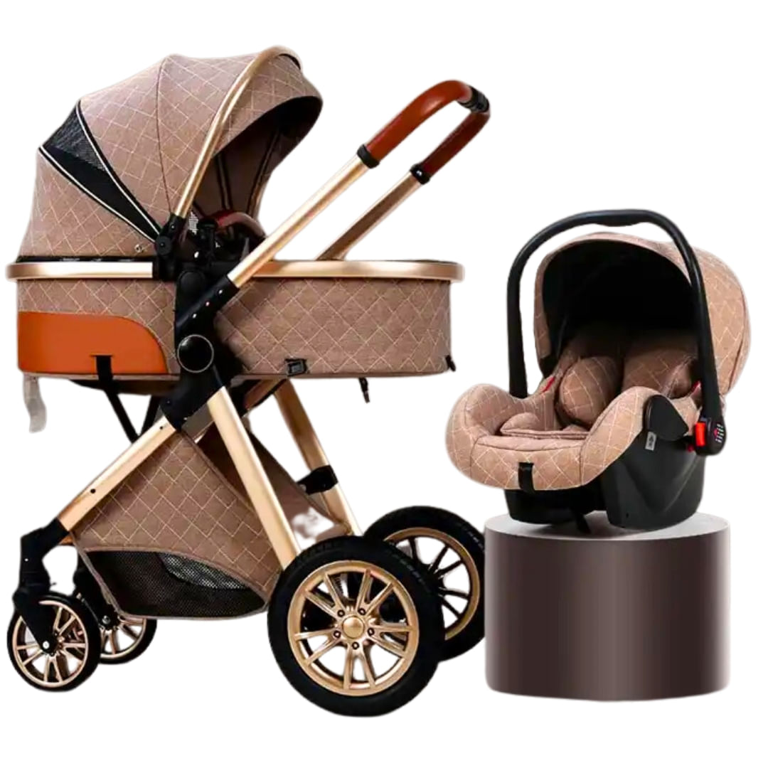 Coche Dolce Baby Siena Travel System, 4 en 1, con silla de auto, antialérgico, marrón