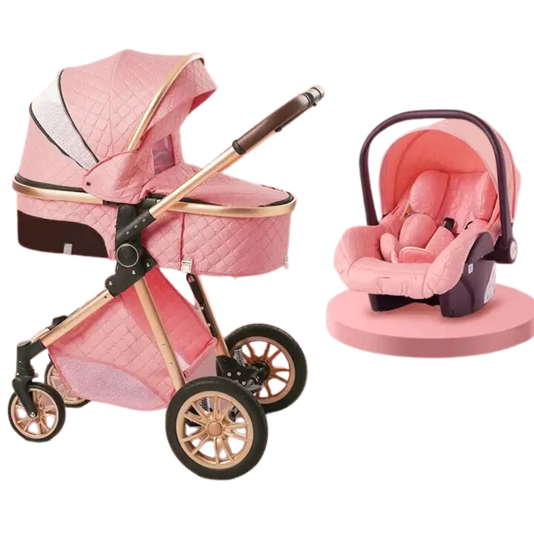 Coche Dolce Baby Siena Travel System, 4 en 1, con silla de auto, antialérgico, rosado