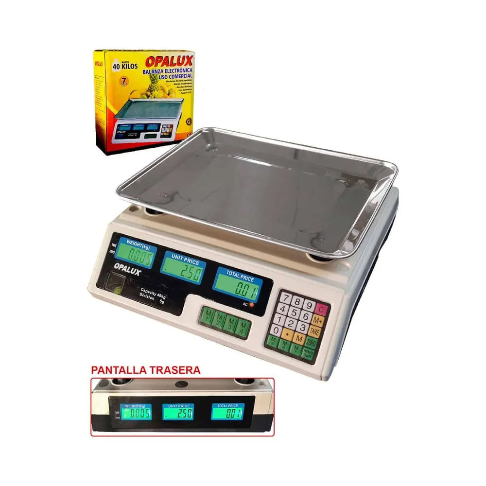 Imagen 2 del producto Reacondicionado: Balanza de mesa electrónica Opalux máx. 40 kg, 7 memorias, pantalla LCD