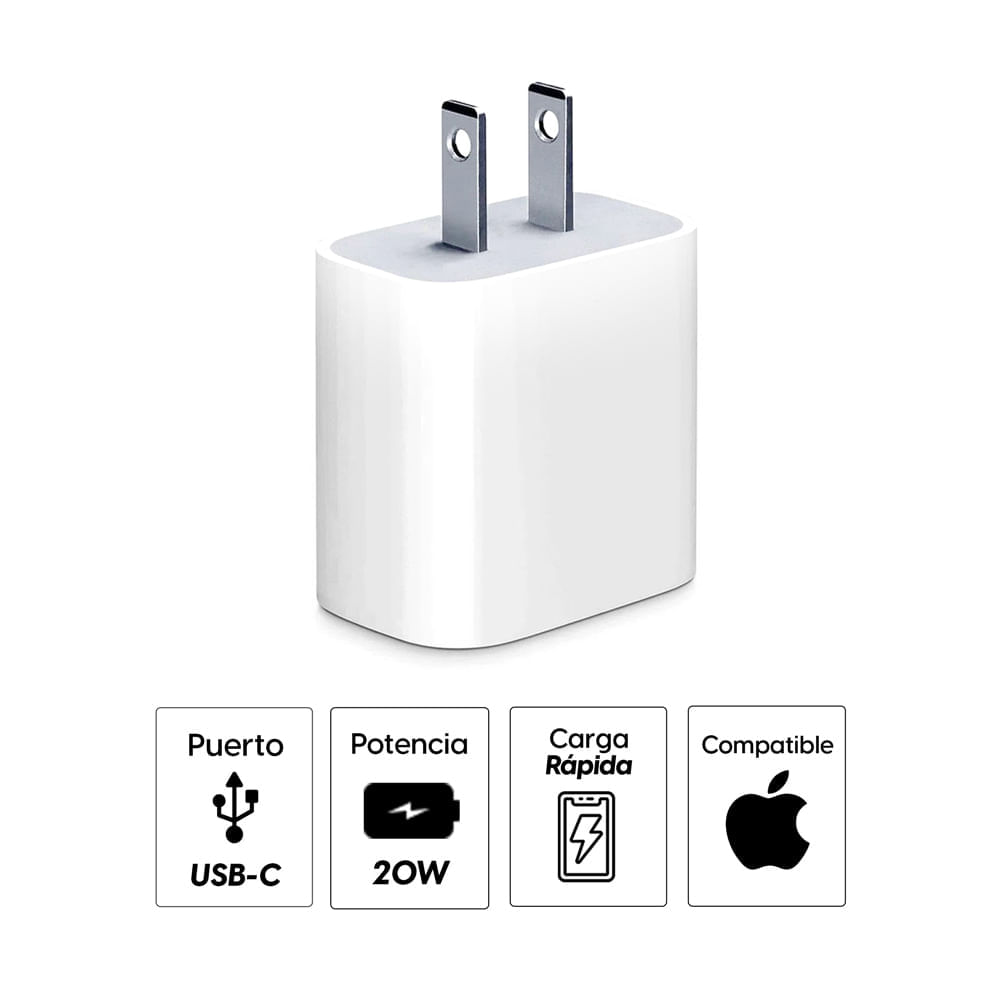 Imagen 2 del producto Reacondicionado: Cargador de pared Apple tipo USB-C, 1 puerto, 20W, blanco