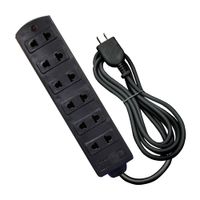 Reacondicionado: Extensión vulcanizada Oplaux 3m, 6 tomas, enchufe plano, led, negro