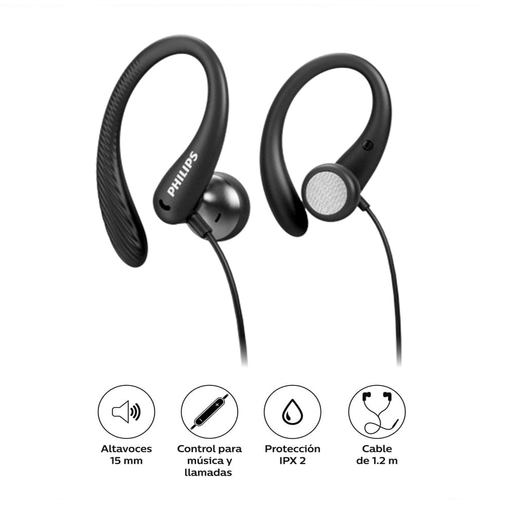 Imagen 2 del producto Reacondicionado: Audífonos in ear con micrófono Philips TAA1105 IPX2 deportivo, diseño flexible, negro