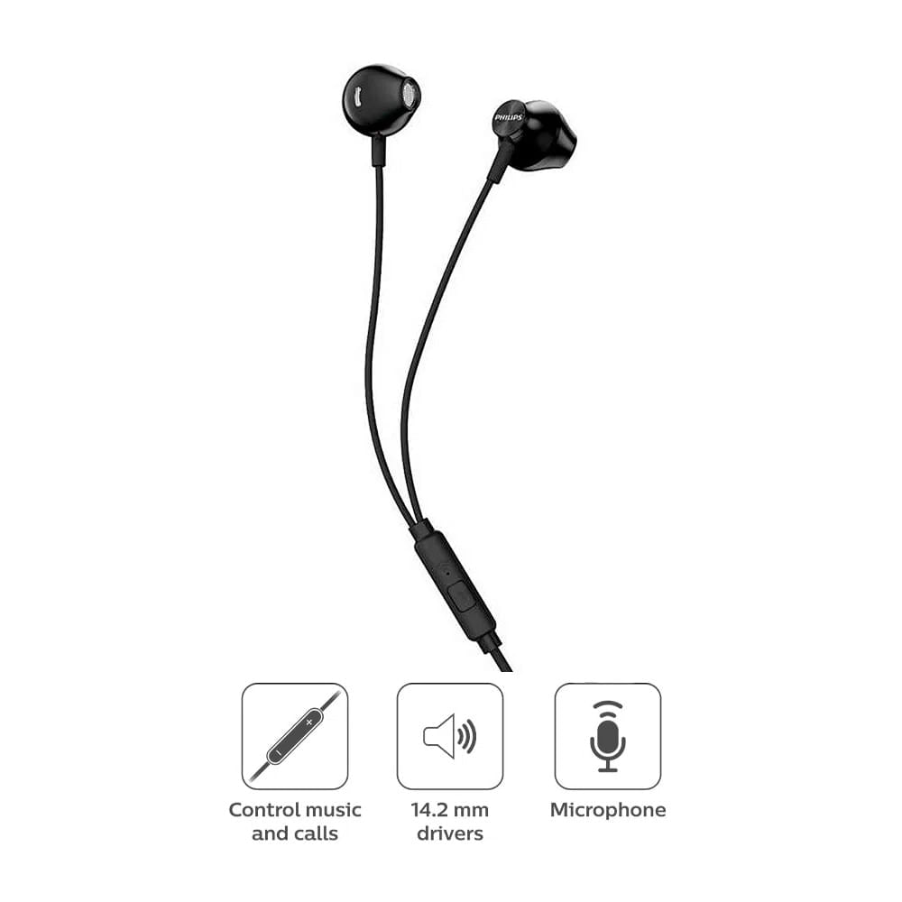 Imagen 2 del producto Reacondicionado: Audífonos in ear con micrófono  Philips TAUE101 conector 3.5 mm, control de música y llamadas, negro