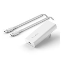 Reacondicionado: Cargador de pared + cable Belkin tipo C a tipo C, GaN 20W, carga rápida, blanco