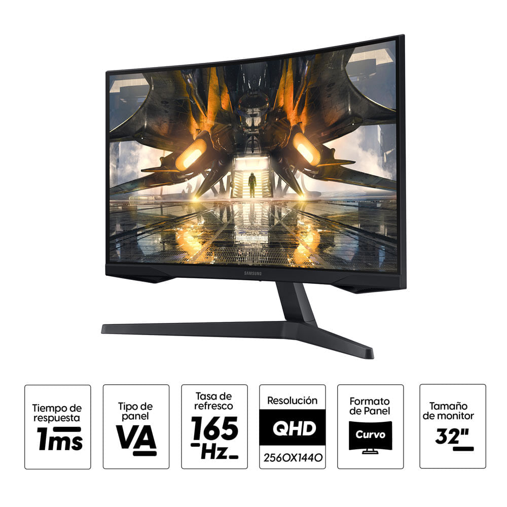 Imagen 2 del producto Monitor curvo 32"" Samsung LS32AG550ELXPE, Panel VA, WQHD, 1 ms, 165 Hz, FreeSync (reempacado)