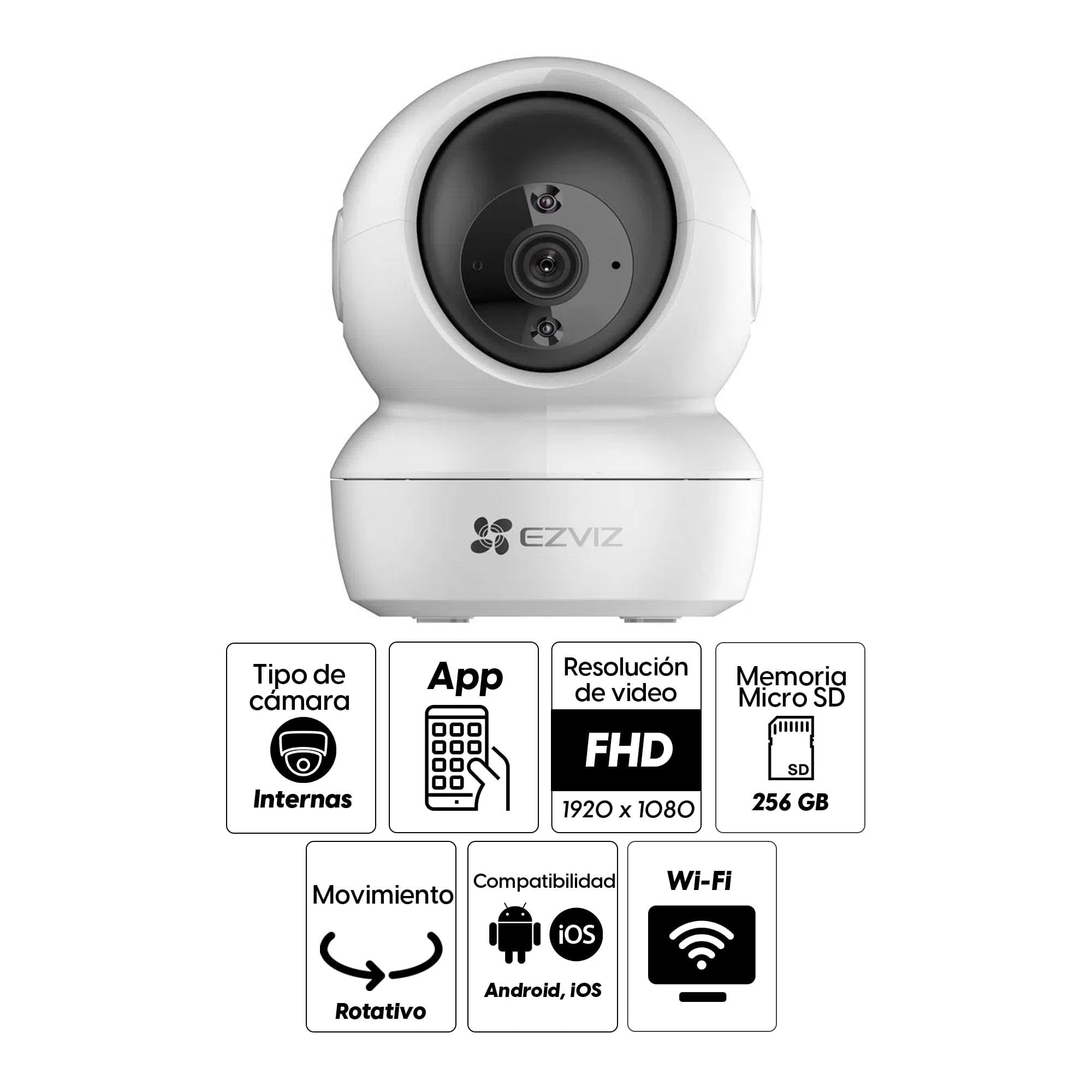 Imagen 2 del producto Cámara de seguridad Ezviz C6N wifi, interior, 2MP 1080P, rotativo, seguimiento inteligente (reempacado)