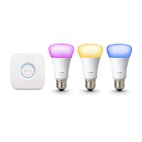 Kit focos inteligentes + 1 bridge Philips Hue luz blanca y color de ambiente, wifi, 9w, tipo de bombilla E27, zigbee y bluetooth (reempacado)