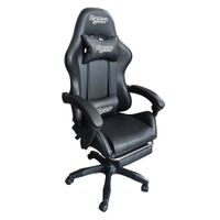 Silla gamer Coolbox T4G carga máxima 100kg, con reposapiés y almohadillas, estructura de aleación de aluminio, reclinable, negra