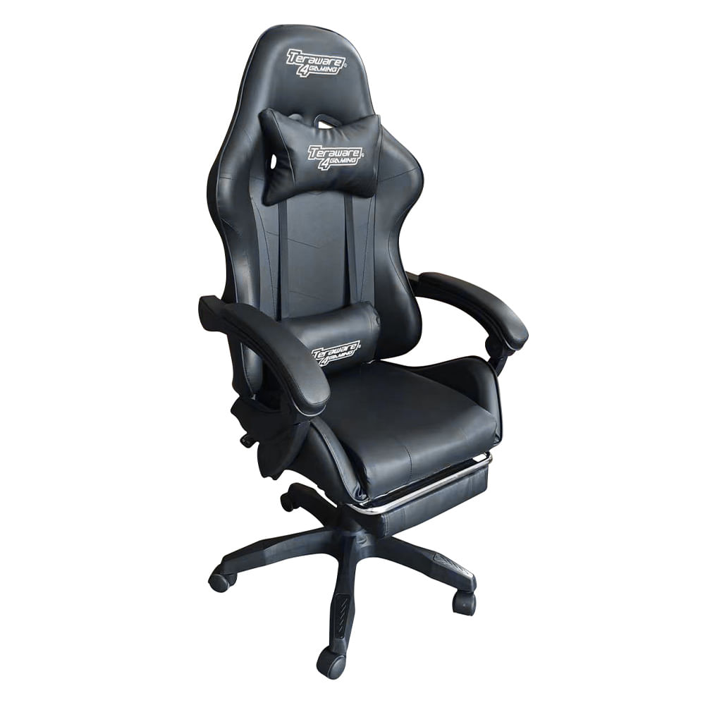 Silla gamer Coolbox T4G con reposapiés y almohadillas, carga máxima 100kg, estructura de aleación de aluminio, negra