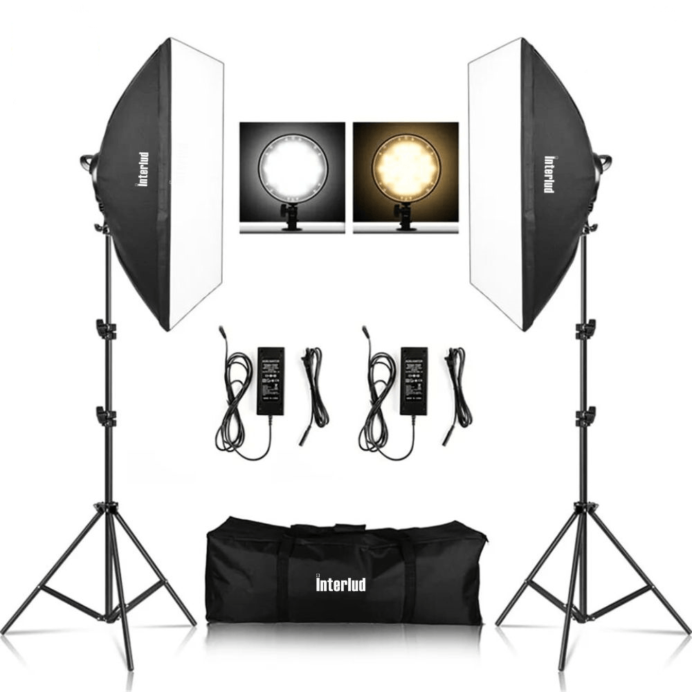 Imagen 1 del producto Kit Iluminación Softbox LED y Parantes Profesional FYI260018 Interlud