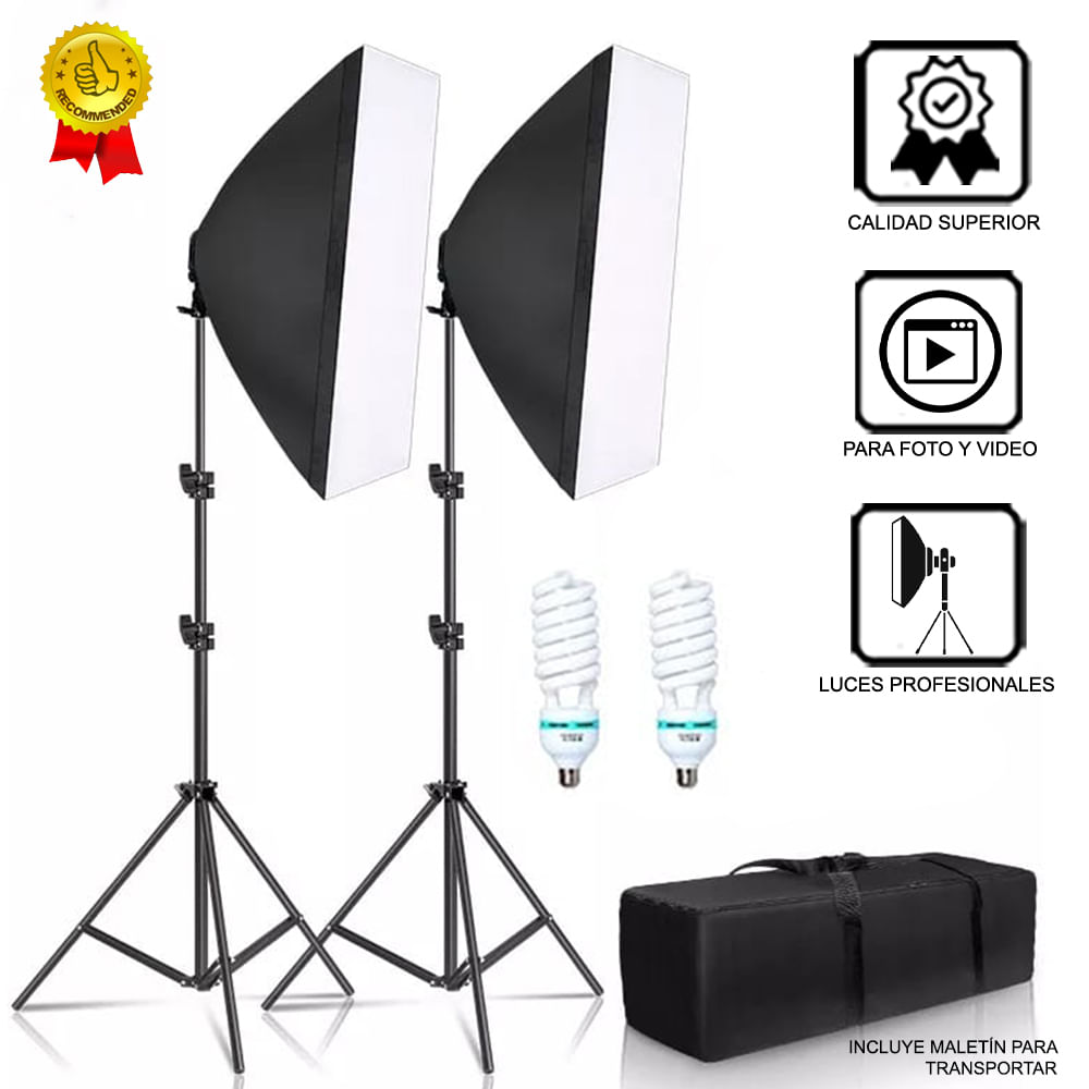 Imagen 2 del producto Kit fotografía Interlud profesional video fondo verde + parantes + soft box iluminación + maletín negro - FYI260012