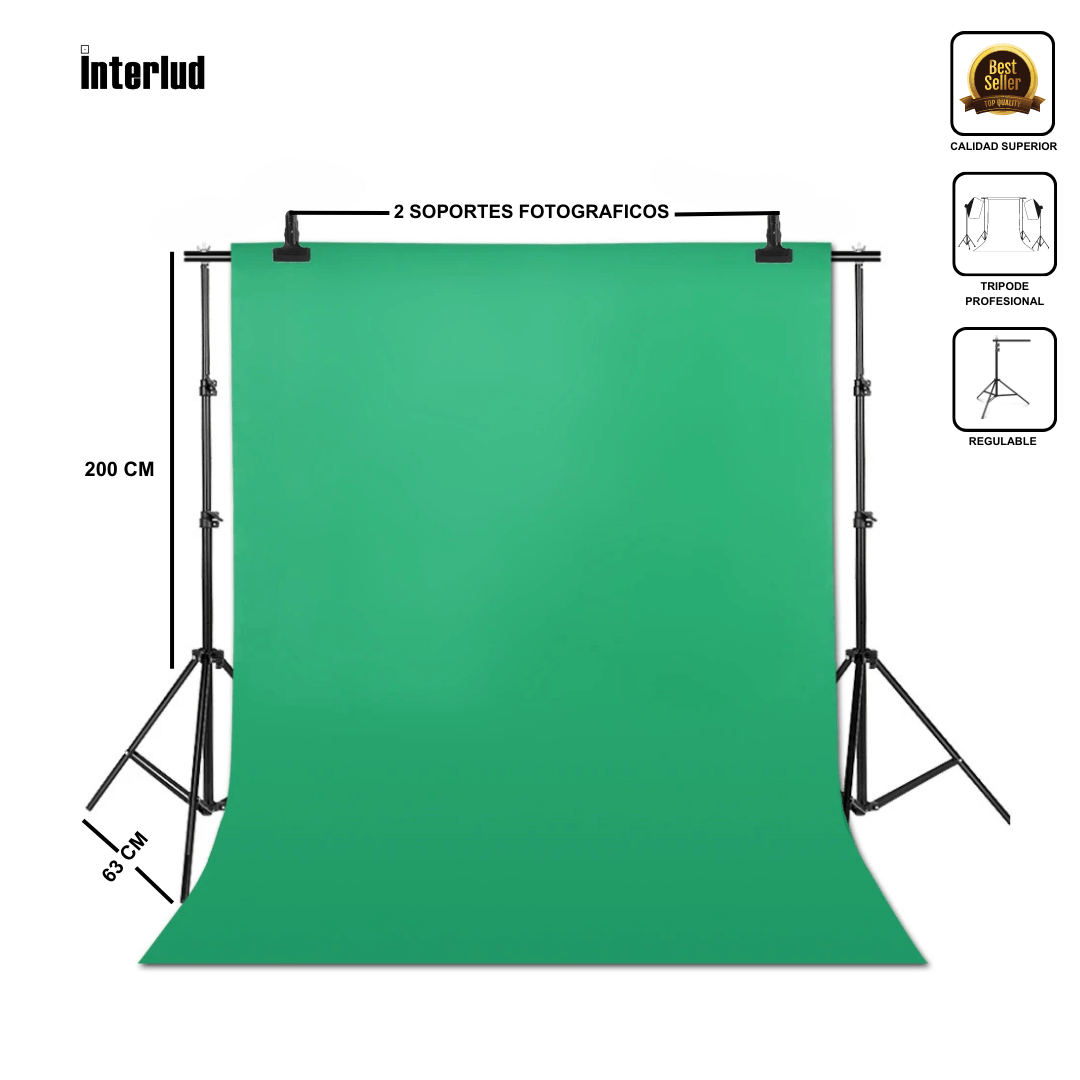 Imagen 2 del producto Porta Fondo Portatil Parante de tela chroma para estudio fotografico Interlud