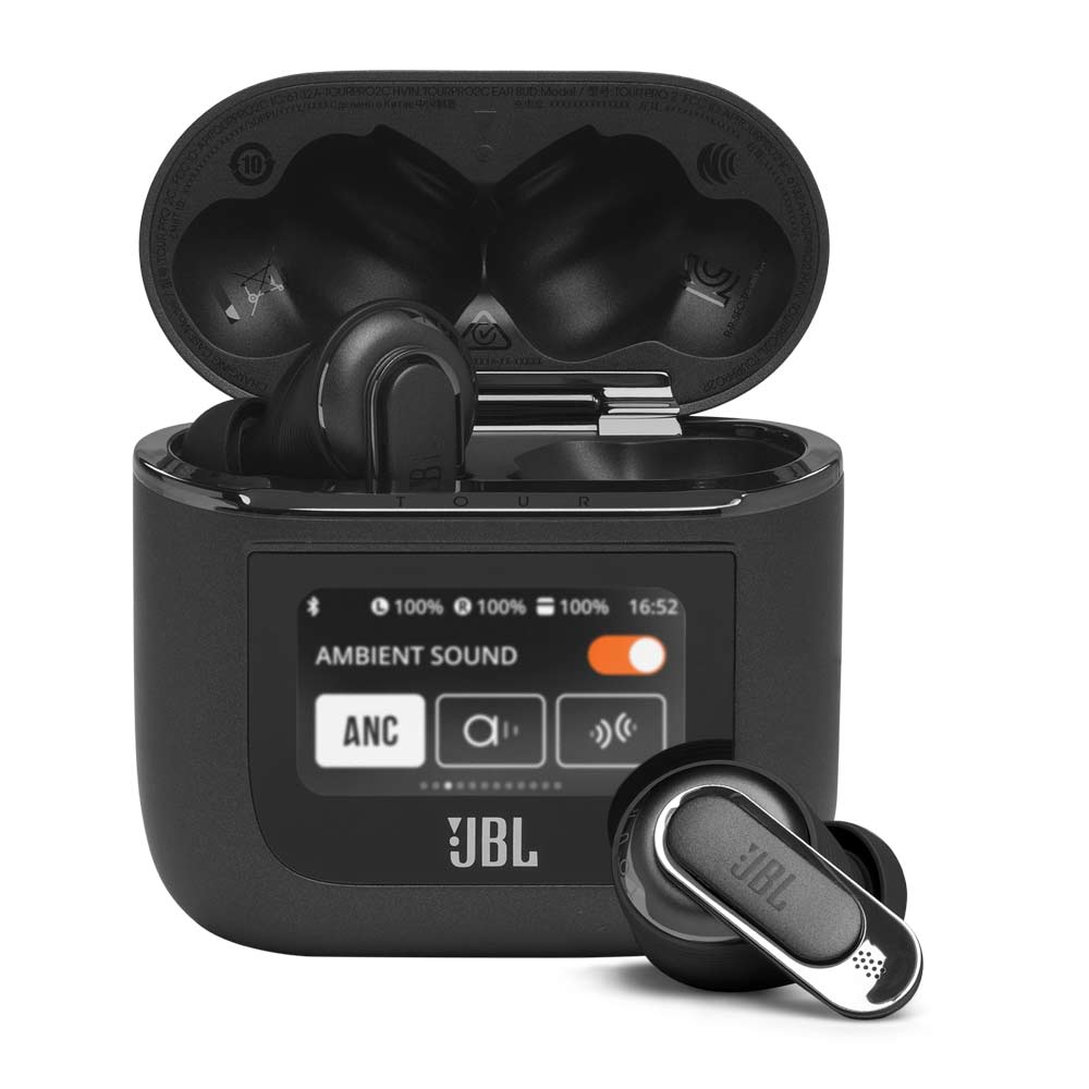 Audífonos bluetooth True Wireless JBL Tour Pro 2 cancelación de ruido, resistente al agua IPX2, duración máx. 40 horas con estuche de carga, negro