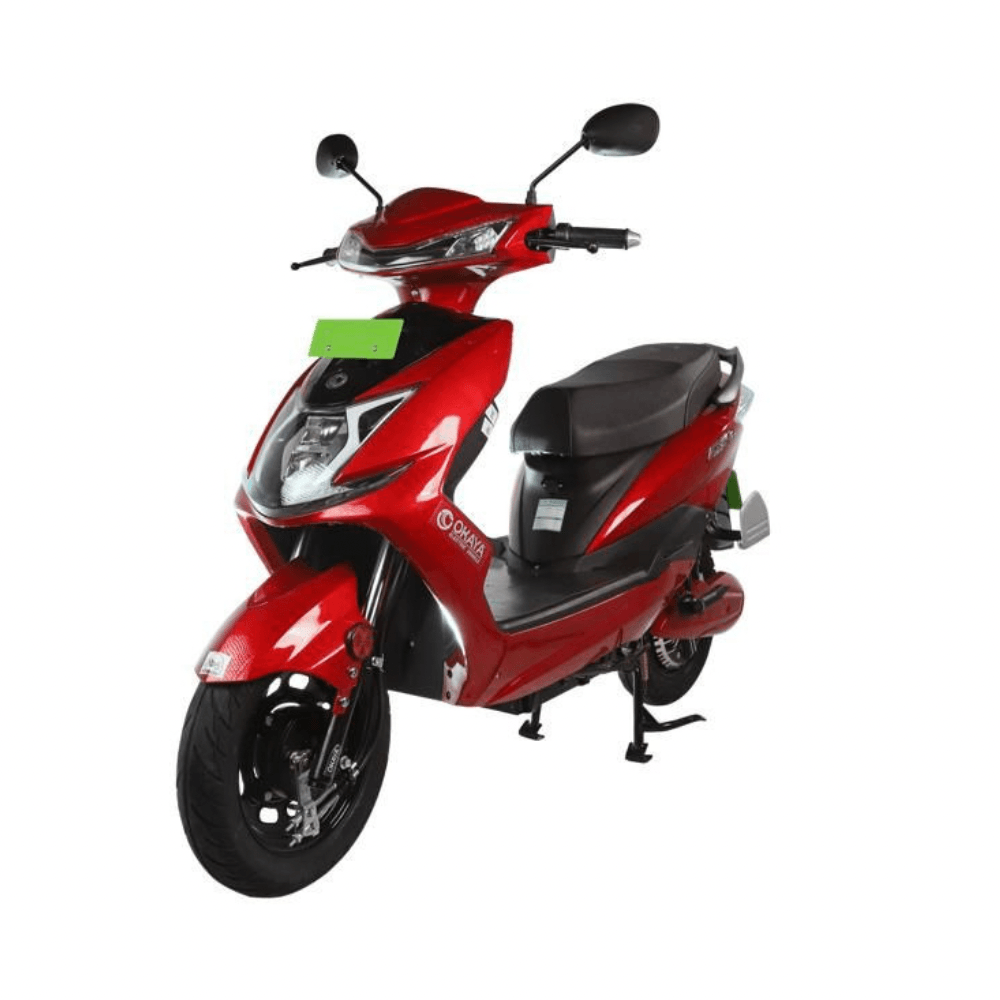 Moto eléctrica Okaya, motor 2500 W, peso máx 150 kg, batería removible LFP de 72V 30AH, carga 3-4 horas, rojo