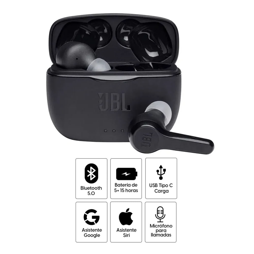Imagen 2 del producto Reacondicionado: Audífonos bluetooth True Wireless JBL Tune 215TWS micrófono incorporado, duración máx. 5 horas, negro