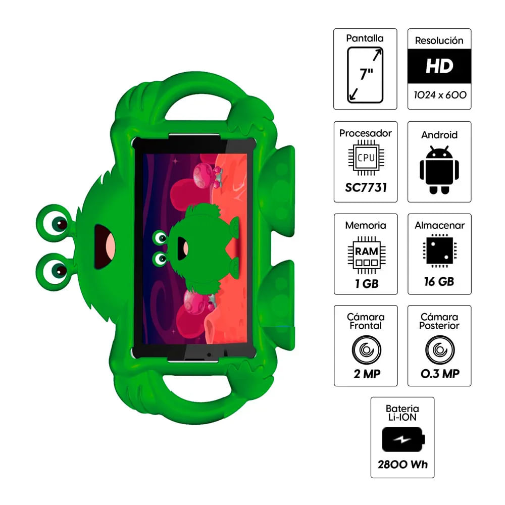 Imagen 2 del producto Tablet Advance TR7989 7"", 16GB, 1GB RAM, cámara principal 2MP, frontal 0.3MP, verde (reempacado)