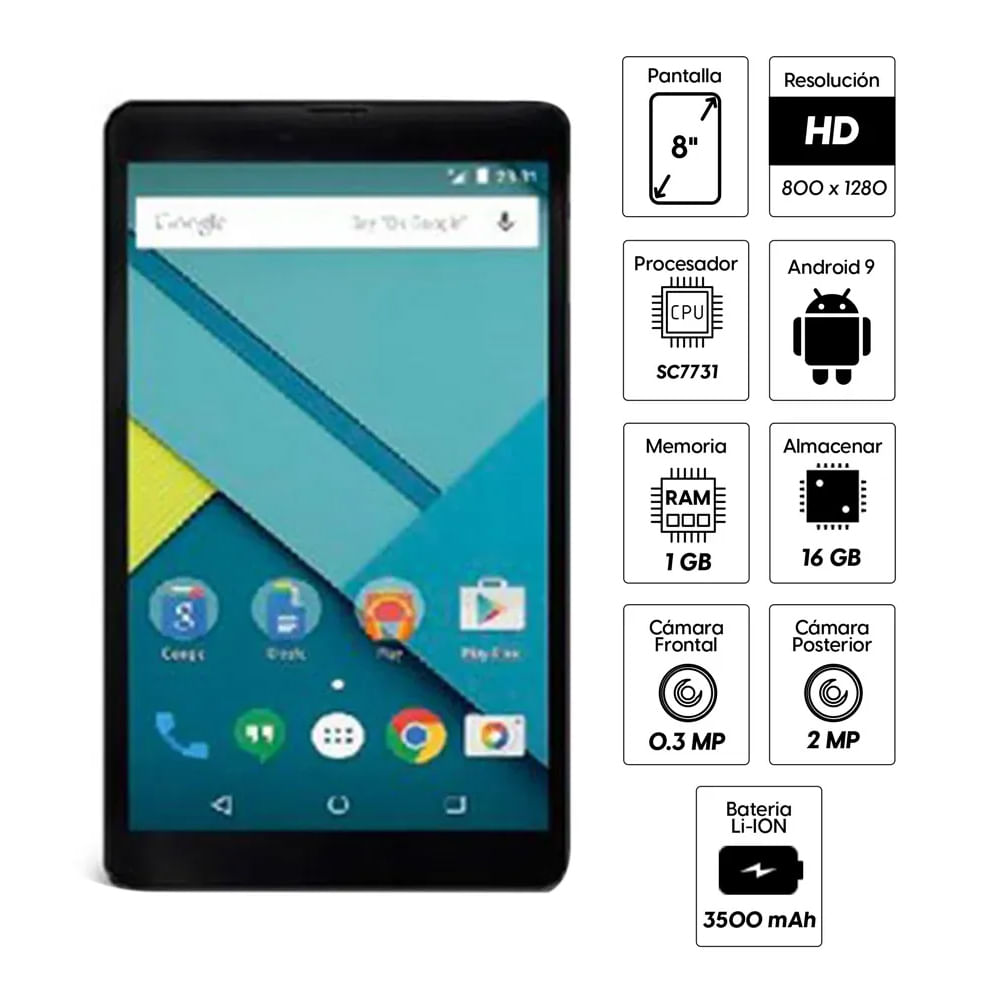 Imagen 2 del producto Tablet Advance SmartPad PS7246 8"" 3G, 16GB, 1GB RAM, cámara principal 2MP y frontal 0.3MP, Android 9.0, gris (reempacado)