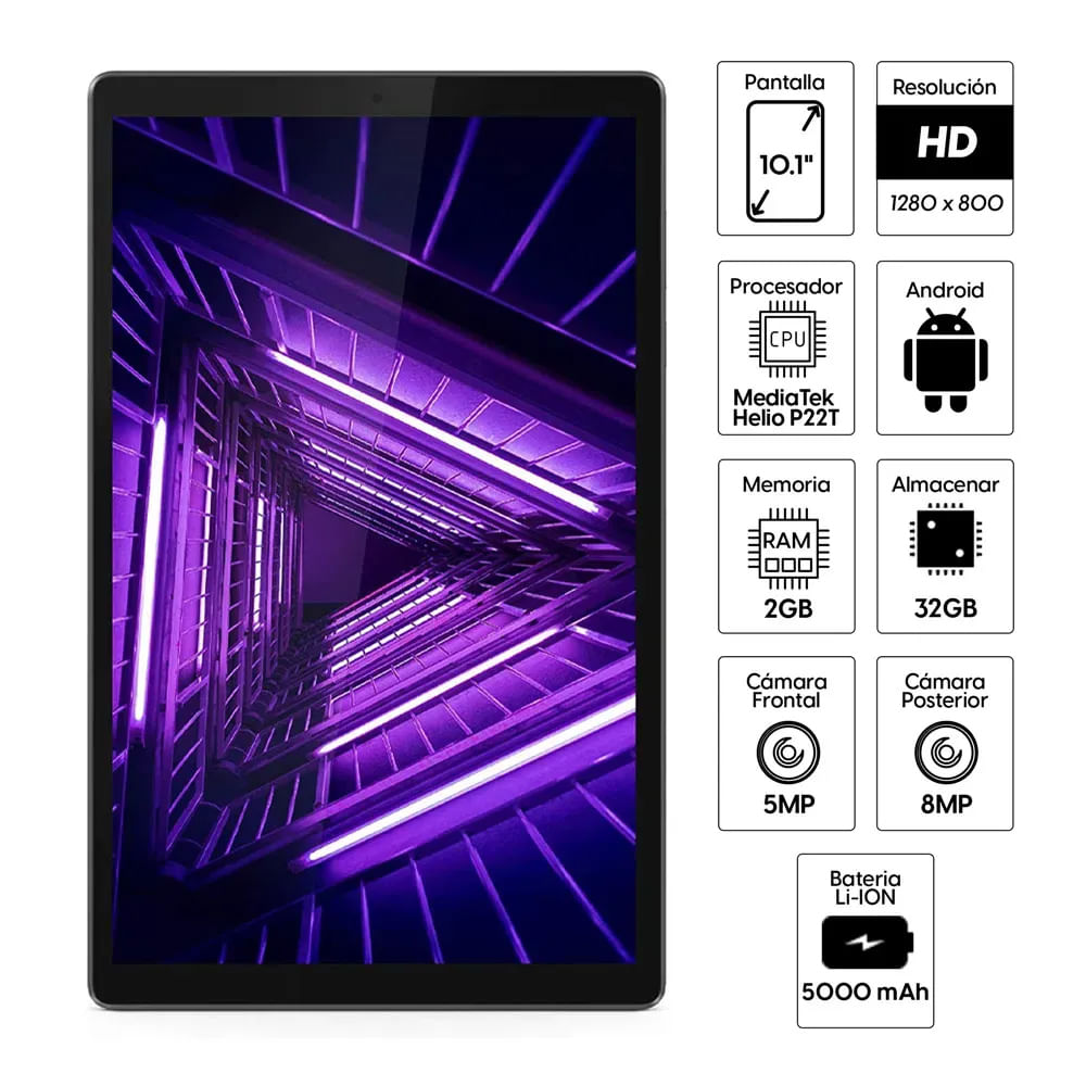 Imagen 2 del producto Tablet Lenovo TAB M10 HD 2da Gen 10.1"", ranura para Sim, 32GB, 2GB RAM, cámara 8MP y frontal 5MP, MediaTek, 5000 mAh, plata (reempacado)