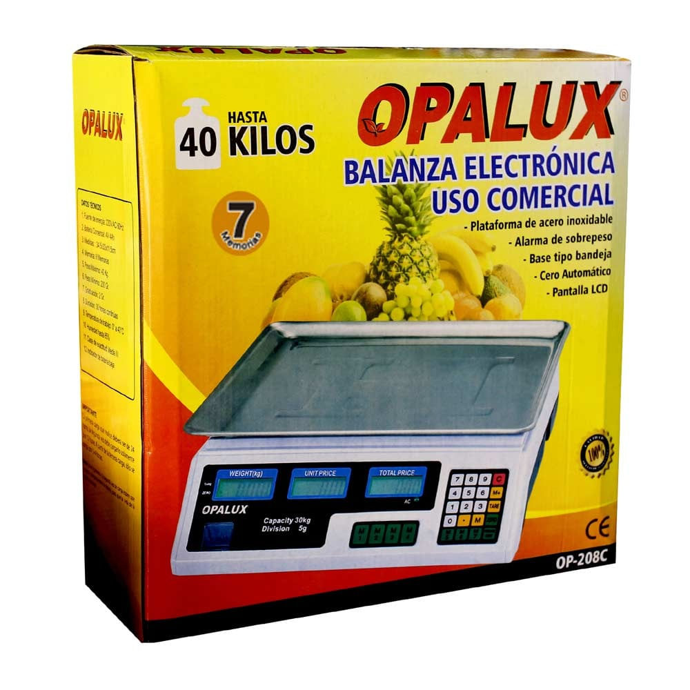 Imagen 2 del producto Balanza de mesa electrónica Opalux máx. 40 kg, 7 memorias, pantalla LCD (reempacado)