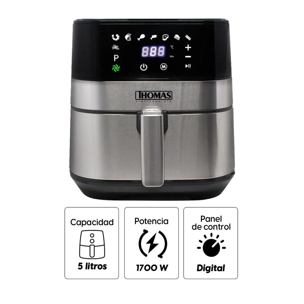 Imagen 2 del producto Freidora de aire Thomas TH-AF60Di digital,  1700 w, 5 litros, negra (reempacado)