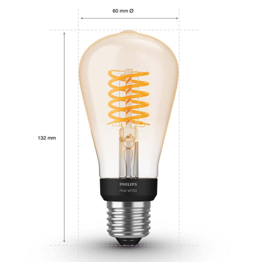 Imagen 2 del producto Foco inteligente Philips Hue Filamento Edison ST64 luz amarilla, wifi, 7w, tipo de bombilla E27, zigbee y bluetooth (reempacado)