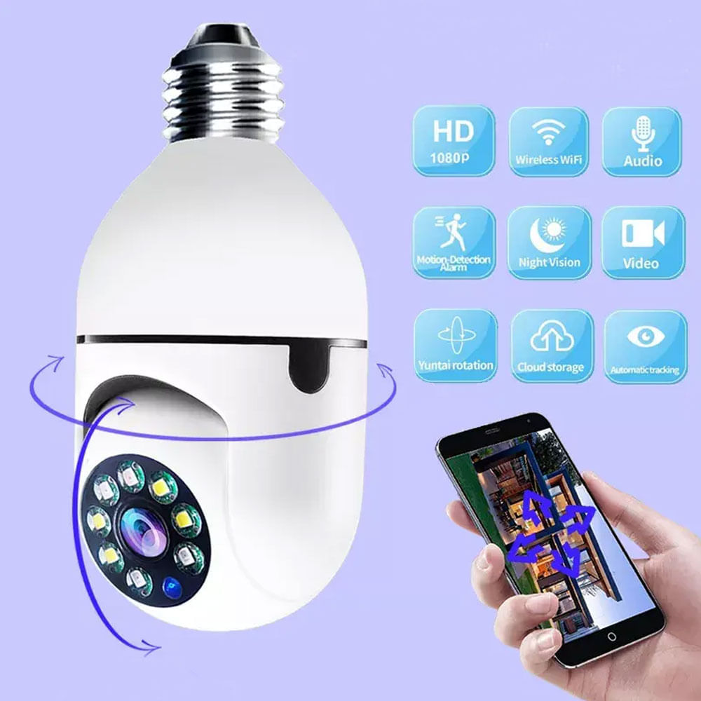 Imagen 2 del producto Foco con cámara Genérico wifi, 1080P, vista panorámica 360° (reempacado)
