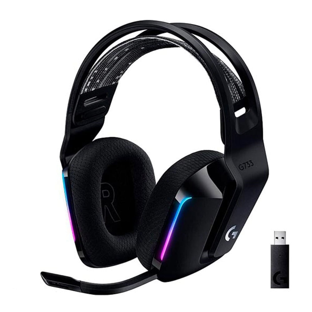 Imagen 2 del producto Audífonos gamer inalámbricos Logitech G733 Lightspeed, conexión usb, 39 ohm, sensibilidad 87.5 dB, RGB, PC y consolas, negro (reempacado)
