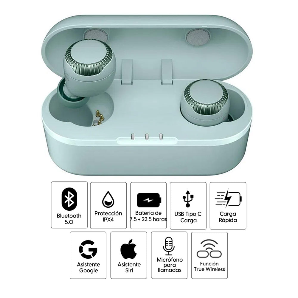 Imagen 2 del producto Reacondicionado: Audífonos bluetooth True Wireless Panasonic RZ-S300WPP resistente al agua IPX4, duración máx. 7.5 horas, verde