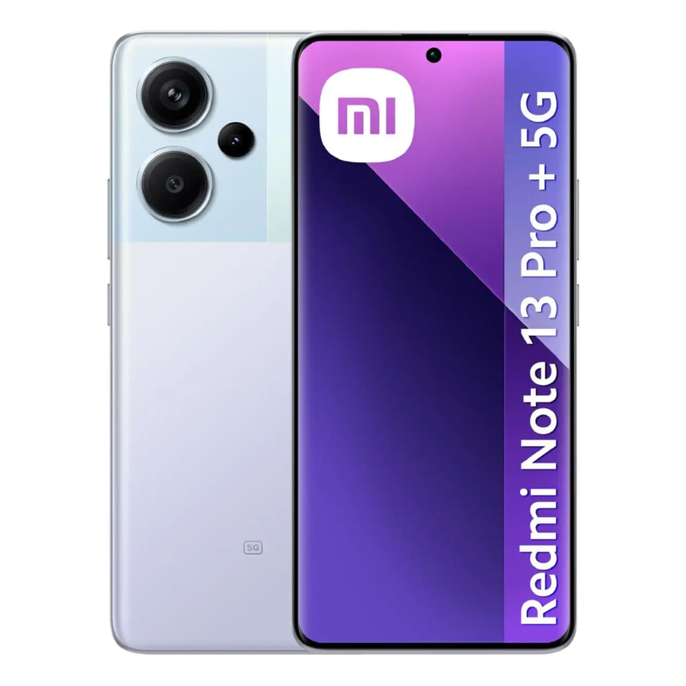 Celular Xiaomi Redmi Note 13 Pro Plus 5G 512GB, 12GB RAM, cámara principal 200MP + 8MP + 2MP, frontal 16MP, 6.67", púrpura