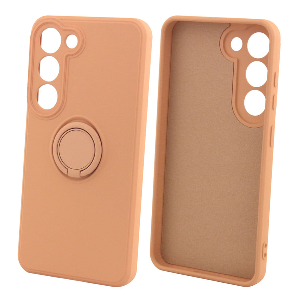 Case para Samsung Galaxy S23 Plus con anillo de soporte, amortiguador de choques, protección de cámaras, rosado