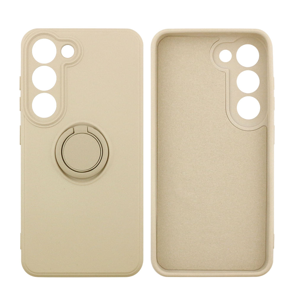 Case para Samsung Galaxy S23 Plus con anillo de soporte, amortiguador de choques, protección de cámaras, crema