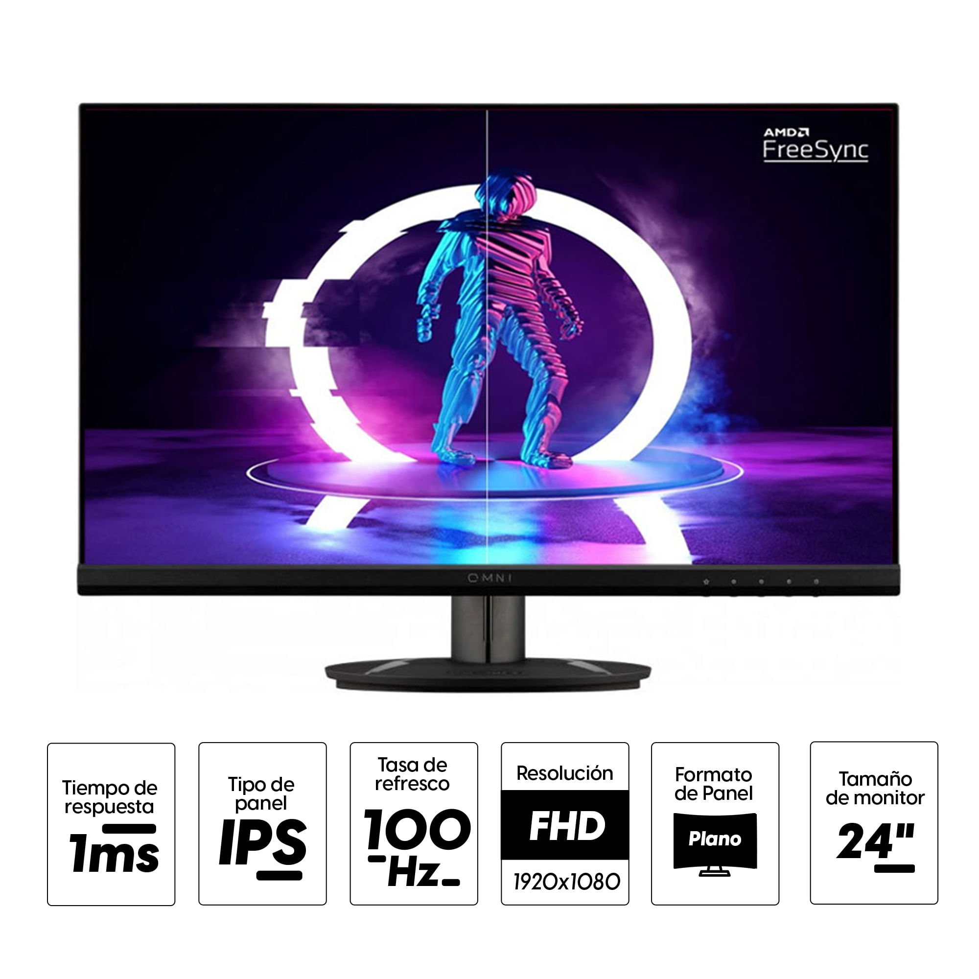 Imagen 2 del producto Monitor gamer plano 24"" Viewsonic VX2416 Panel IPS, FHD (1920x1080), 1 ms, 100 Hz, Freesync