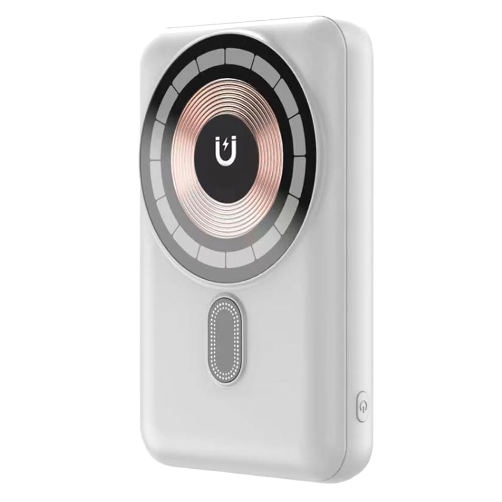 Batería externa iBox, magnética, 5000 mAh, 15W, blanco