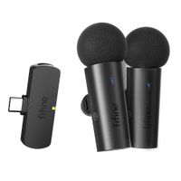 Micrófono inalámbrico lavalier Fifine M8 conector tipo c, hasta 7 horas, negro